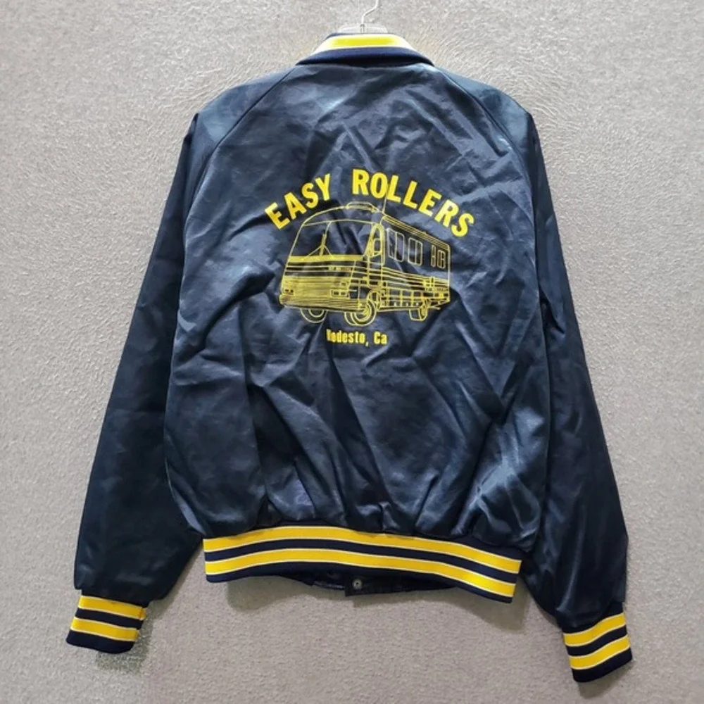 VINTAGE‎ Easy Rollers Men Jacket Medium Blue Varsity Modesto Ca Graphic 90s